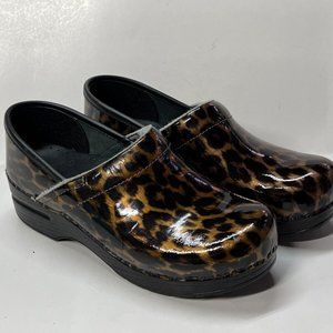 Dansko Brown and Black Mules with Classic Clog Design